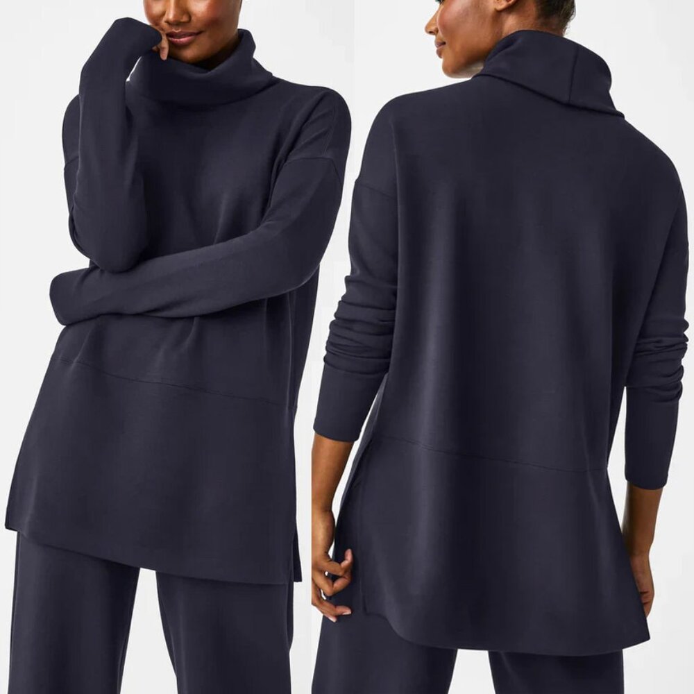 SPANX Navy Blue Funnel Neck Sweatshirt